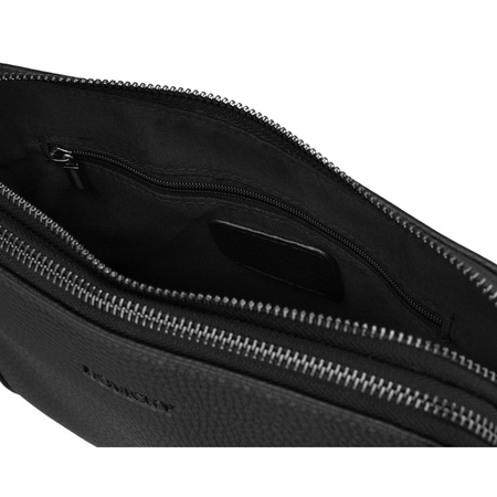 Klassische schwarze Herren-Handgelenktasche aus Öko-Leder mit Reißverschluss - Rovicky