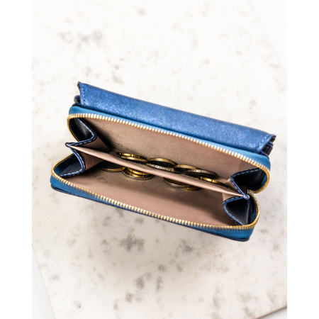 Mittlere Damen-Geldbörse aus Öko-Leder in Marineblau - Rovicky