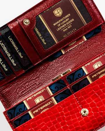 Große Damen Geldbörse aus Lackleder mit Animal-Print – Peterson