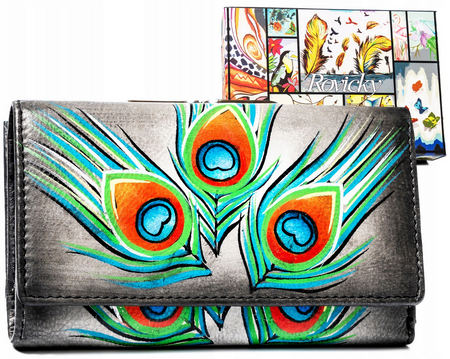 Große Damen Geldbörse mit Druckknopf aus echtem Leder – Rovicky