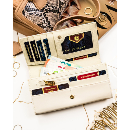 Damen-Geldbörse mit Blumenmuster aus Natur- und Öko-Leder – Peterson