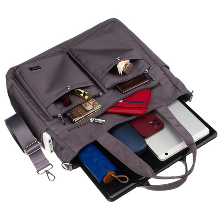 Geräumige Damen-Handtasche in Grau mit einem Laptopfach aus Polyester – Peterson