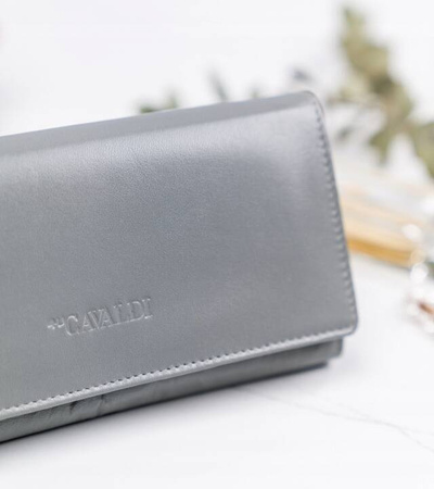 Damen Geldbörse aus Leder im Querformat mit Druckknopf – 4U Cavaldi