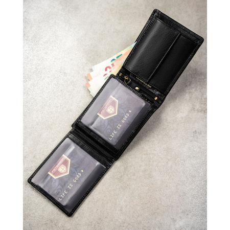 Große Herren-Geldbörse aus echtem Leder in Schwarz mit RFID-Schutz - Peterson