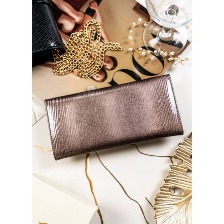 Lackierte Damen Geldbörse in Grau mit Reißverschlussfach – Peterson