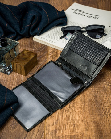 Schwarze Herren Geldbörse aus Echtleder – Forever Young®