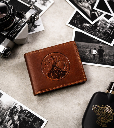 Große Herren Geldbörse aus Leder mit Sternzeichenprägung – Peterson