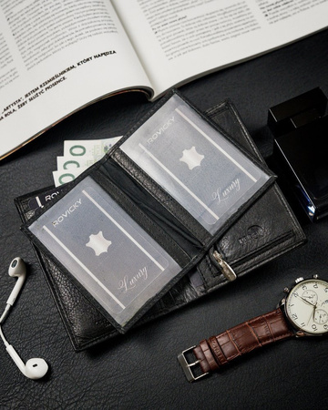 Herren Geldbörse aus Echtleder, schwarz, mit RFID-Schutz – Rovicky