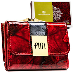 Kleine Damen-Geldbörse aus Leder in Rot mit Druckknopf und Schnappverschluss – Peterson