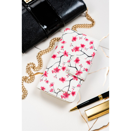 Große vertikale Damen Geldbörse aus Öko-Leder mit Blumenmuster – Peterson