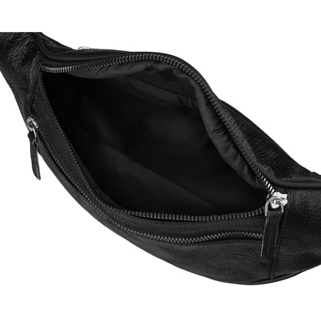 Schwarze, aus Leder Damen-Gürteltasche mit Reißverschluss - Rovicky