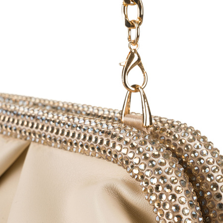 Beige Damen Clutch aus Öko-Leder mit Kettenträger – Rovicky