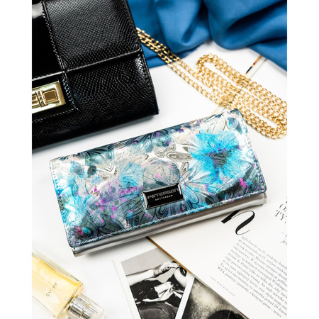 Mehrfarbige, horizontale Damen Geldbörse mit Druckknopf – Peterson