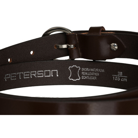Lederner Damen Gürtel in Braun mit silberner, klassischer Schnalle - Peterson