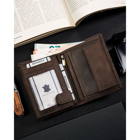 Herren Geldbörse aus braunem Leder mit geprägtem Hundemotiv