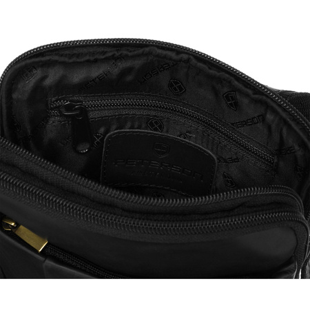 Schwarze Herren-Umhängetasche aus Leder im Set mit einem Schlüsselbeutel – Peterson