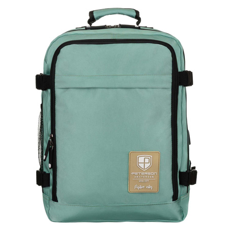 Türkiser Reiserucksack mit zwei Fächern, Koffergurt und USB-Anschluss – Peterson