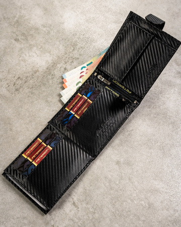 Herren Carbon-Set mit Geldbörse und Schlüsselanhänger – Peterson