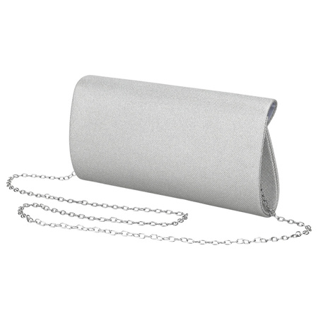 Brokat-Damen-Clutch aus synthetischem Stoff in Silberfarbe - Rovicky