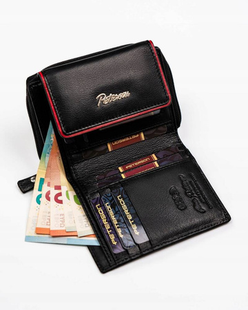 Kleine Damen Geldbörse aus Leder mit Druckknopf und Reißverschluss – Peterson