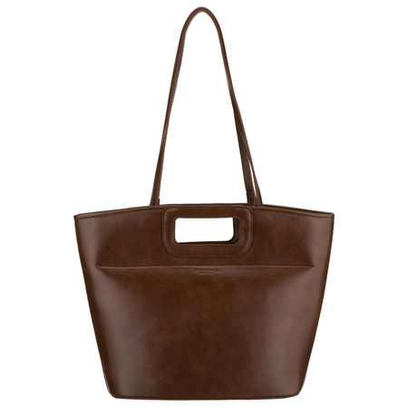 Braune Damen-Shopper aus Öko-Leder, mit einem Hauptfach und Reißverschluss – Peterson