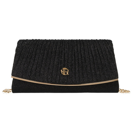 Elegante schwarze Damen Clutch mit Raffung aus Synthetik – Rovicky