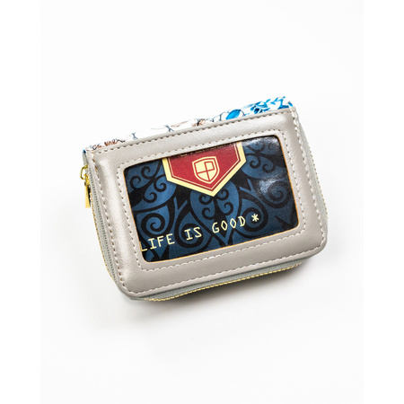 Praktische Damen Geldbörse aus blauem Echtleder mit RFID, Druckknopf und Reißverschluss – Peterson