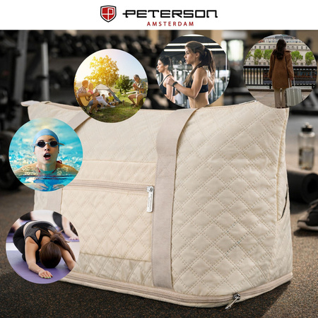 Beige Trainingstasche aus Polyester, mit einem Fach - Peterson