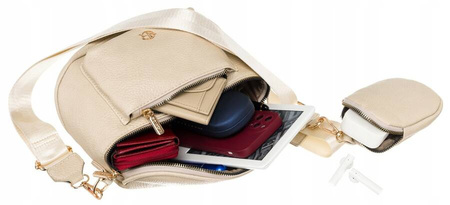 Elegante Damen-Umhängetasche aus Leder mit zusätzlicher Damen-Geldbörse – Rovicky