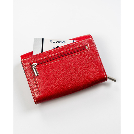 Rote Damen Geldbörse aus Leder mit Druckknopf – Rovicky
