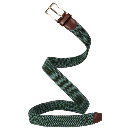 Grüner Textilgürtel mit klassischer, silberner Schnalle – Rovicky
