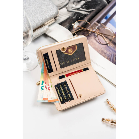 Gesteppte, beige Damen-Geldbörse aus Öko-Leder, passend für einen Fahrzeugschein – Peterson