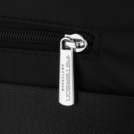 Schwarz-brauner Damen-Rucksack aus Polyester mit Kofferhalter – Peterson