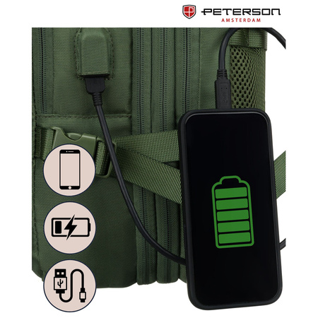Grüner Reise-Rucksack mit Laptopfach und USB-Anschluss – Peterson