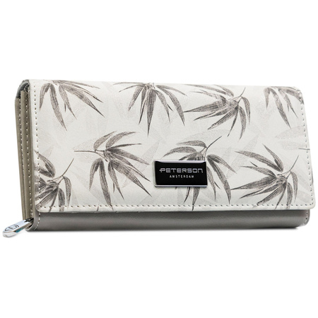 Große, weiße Damen Geldbörse mit RFID-Schutz und Druckknopf – Peterson