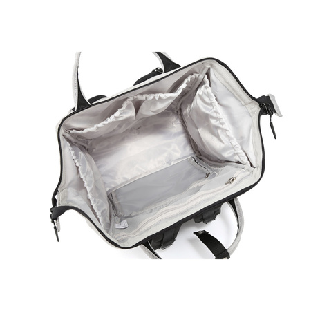 Grauer, geräumiger Damen Rucksack aus Polyester mit Reißverschluss – Himawari