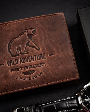 Große Herren Geldbörse aus Leder mit Zierprägung – Peterson