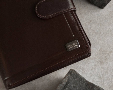 Große Herren Geldbörse aus Echtleder mit Druckknopf – Rovicky