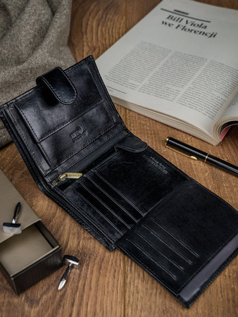 Klassische Herren Geldbörse aus Leder mit Druckverschluss – Rovicky