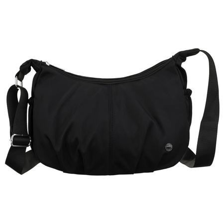 Schwarze Damen-Handtasche aus Polyester mit Reißverschluss, zweifächrig - Peterson