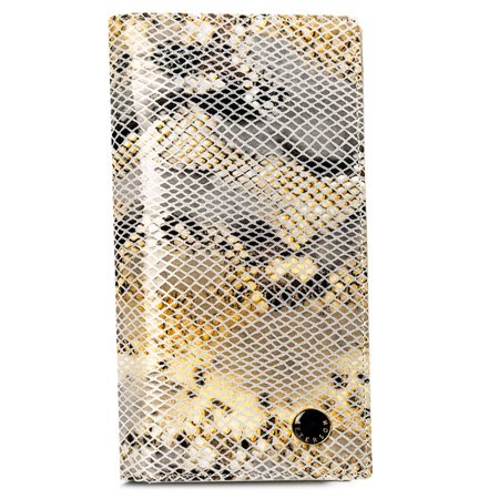 Damen Geldbörse aus Leder mit Magnetverschluss und Schlangenleder-Optik in Beige – Peterson