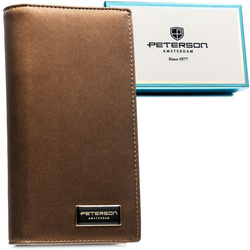 Braune Damen-Geldbörse aus Natur- und Öko-Leder mit RFID-System – Peterson