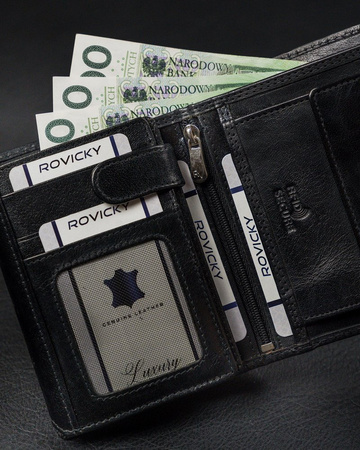 Funktionale vertikale Herren Geldbörse aus Echtleder ohne Verschluss – Rovicky