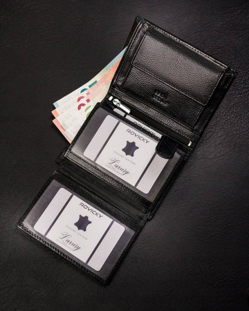 Herren Geldbörse aus echtem Leder im Hochformat ohne Verschluss – Rovicky