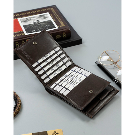 Elegante Herren Geldbörse aus Leder in Braun mit RFID-Schutz – Rovicky