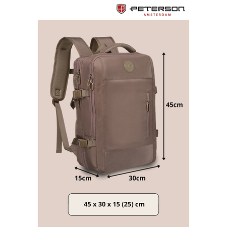 Beiger Reise-Rucksack aus Cordura mit USB-Anschluss – Peterson