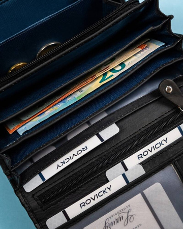 Große Damen Geldbörse aus Leder mit Druckknopf – Rovicky