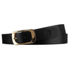 Schwarzer, schmaler Damen-Gürtel aus Öko-Leder mit goldener Schnalle - Peterson