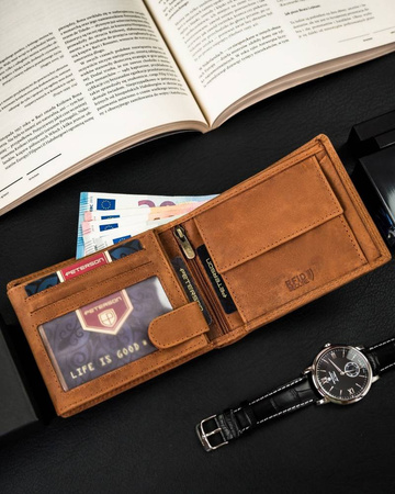 Herren Geldbörse ohne Verschluss aus Nubukleder – Peterson