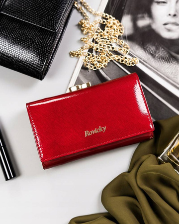 Damen Geldbörse aus Leder mit Bügelverschluss und Druckknopf – Rovicky